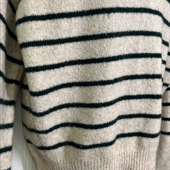 Madewell - Wedged Luxury Forest Green  Stripe V Neck Long Sleeve Sweater Size XS - Picture 6 of 12